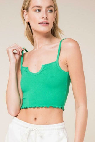 Don't Do It Emerald Lake Notch Cami Crop Top - Front View