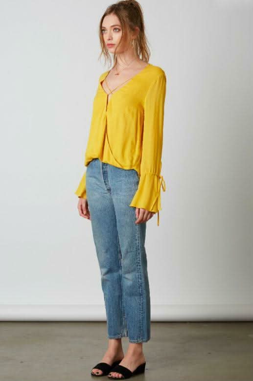 Yellow Surplice Wrap Top