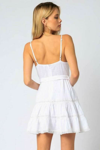 Annalise White Lace Trim Dress - Back Viw