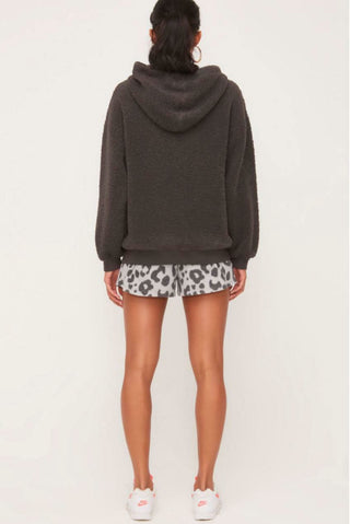 Gabriella Charcoal Grey Sherpa Hoodie - Back View