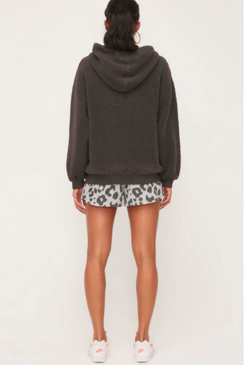 Gabriella Charcoal Grey Sherpa Hoodie -  BohoPink