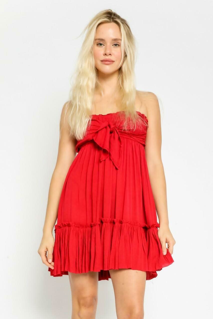 Red Strapless Dress - Ruffle Mini Dress Red Strapless Dress - Ruffle Mini Dress