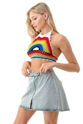 Rainbow Crochet Crop Top
