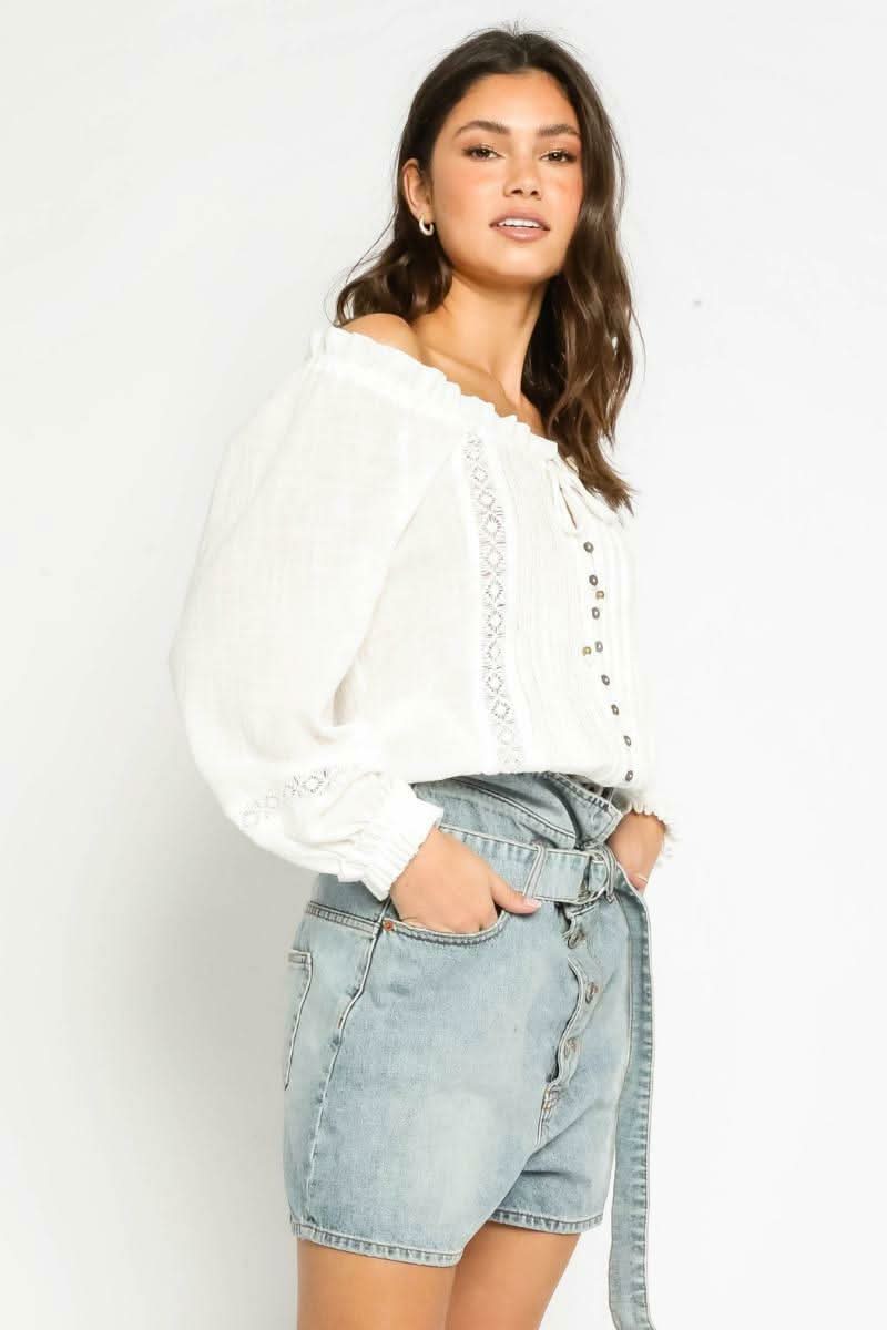In The Mood White Off-the-Shoulder Top -  BohoPink