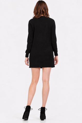 Good Vibes Black Lace Up Dress -  Back View