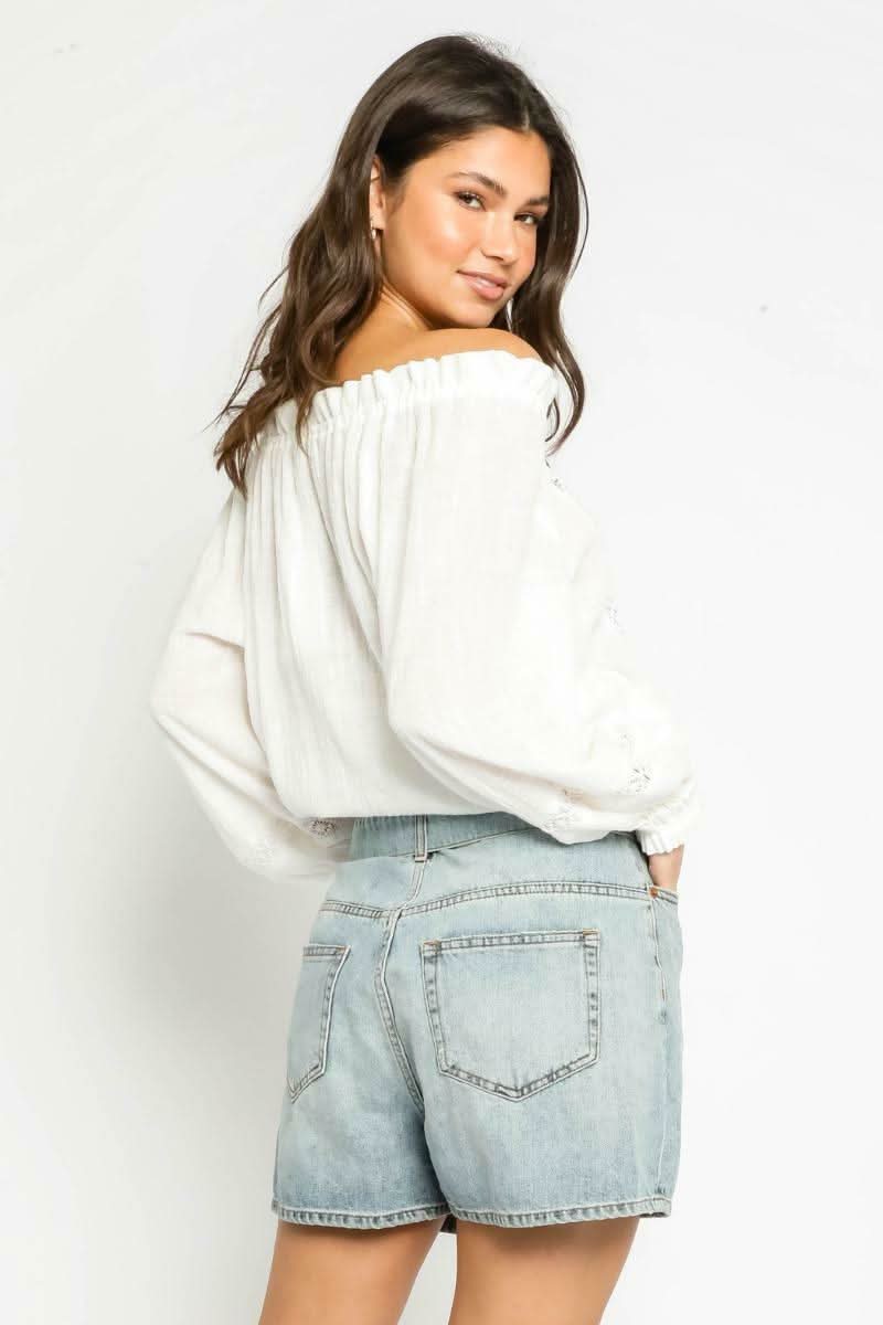 In The Mood White Off-the-Shoulder Top -  BohoPink