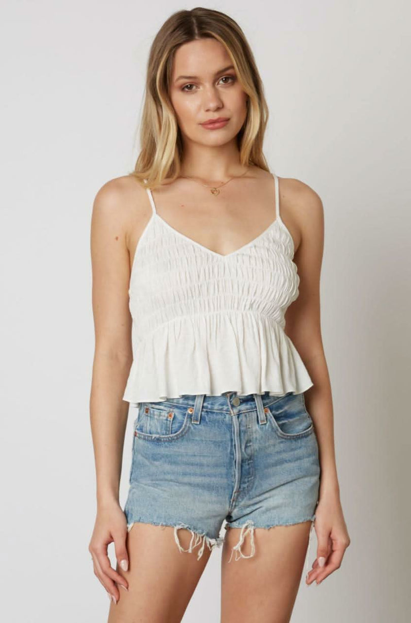 White Cami Ruffle Top