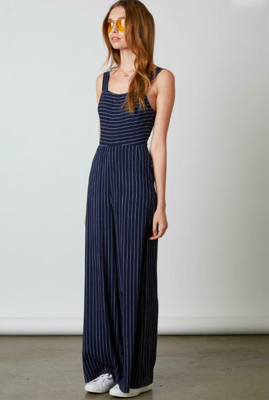 Cute Navy Striped Jumpsuit