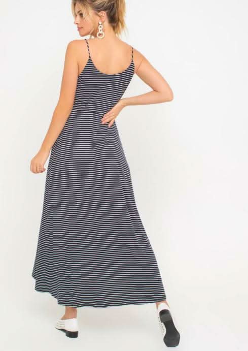 Consider This Navy Blue and White Striped Maxi Tank Dress -  BohoPink