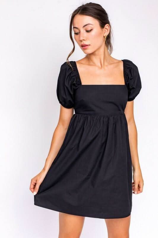 Black Square Neck Dress 