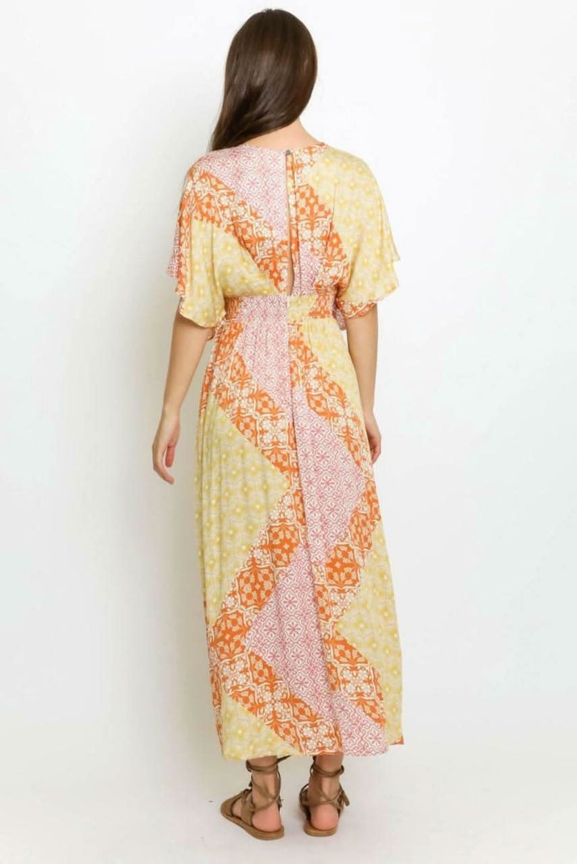 Yellow Floral Print Maxi Dress