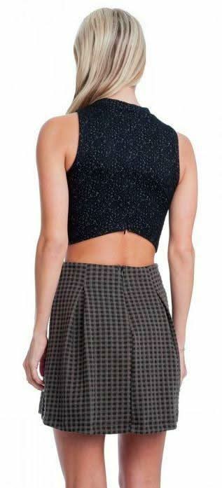 Pleated Checkered Skirt
