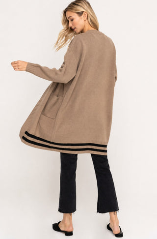 Bianca Taupe and Black Cardigan Sweater - Back View