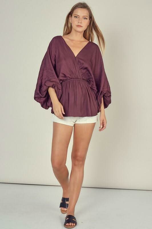 Dolman Sleeve Surplice Top