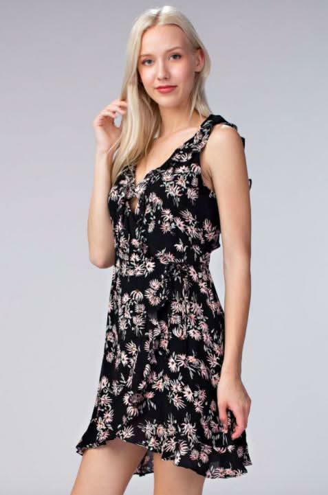 Floral Wrap Mini Dress