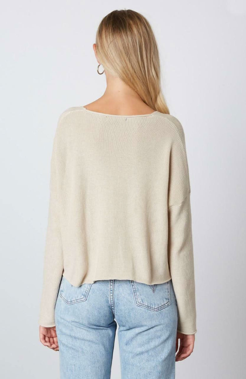 Figure It Out Beige Stone Twist Front Sweater Top -  BohoPink