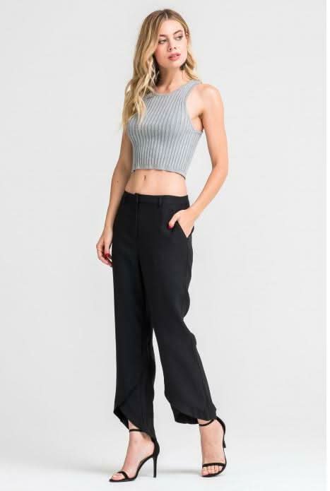 Cute Black Cropped Ruffle Pants