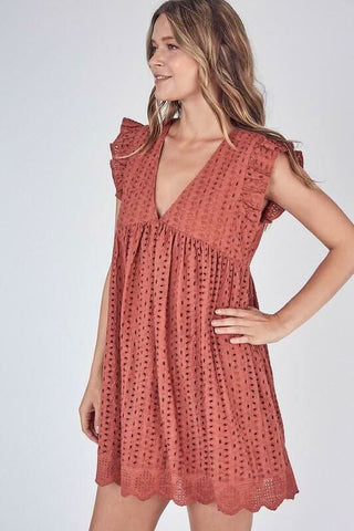 Brick Eyelet Romper Dress