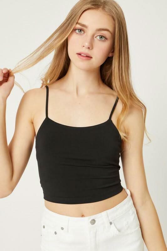 Black Backless Cami Crop Top