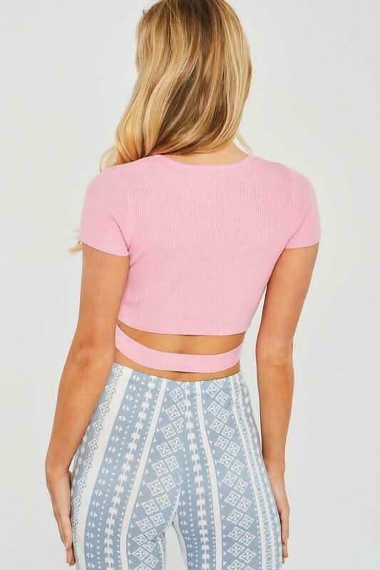 Amy Pink Center Ring Knit Crop Top -  BohoPink