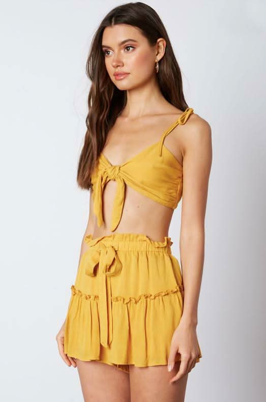 Caicos Bay Mustard Yellow Two-Piece Romper -  BohoPink