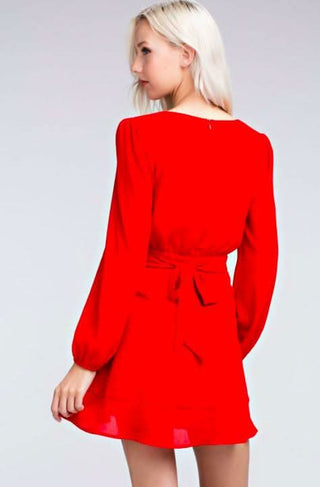 Second Chance Red Wrap Dress - Back View
