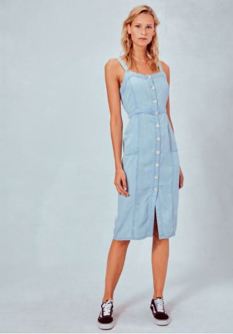 Denim Button-Down Midi Dress