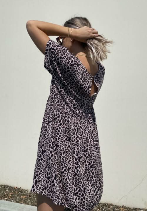 Corrie Leopard Print Romper Dress -  BohoPink