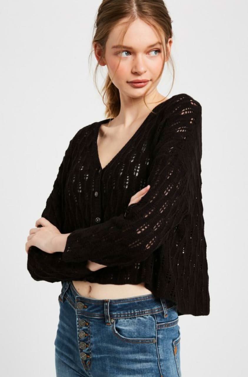 black cropped cardigan for dresses Classic Black Cropped Cardigan for Dresses S/M