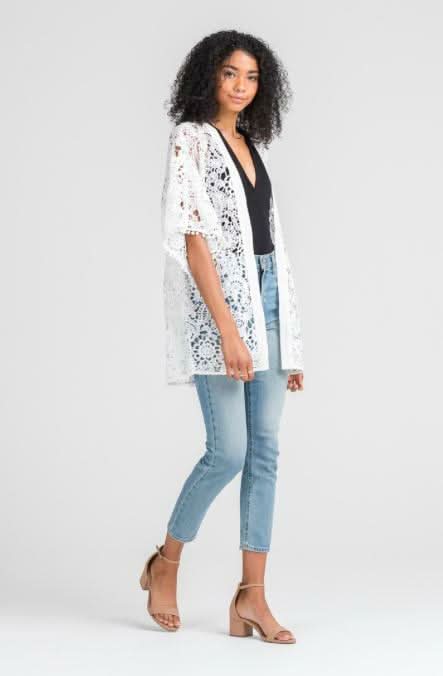 White Crochet Lace Kimono