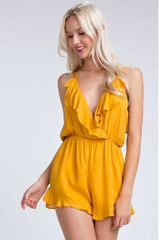 Wild For Mary Mustard Yellow Romper - Front View