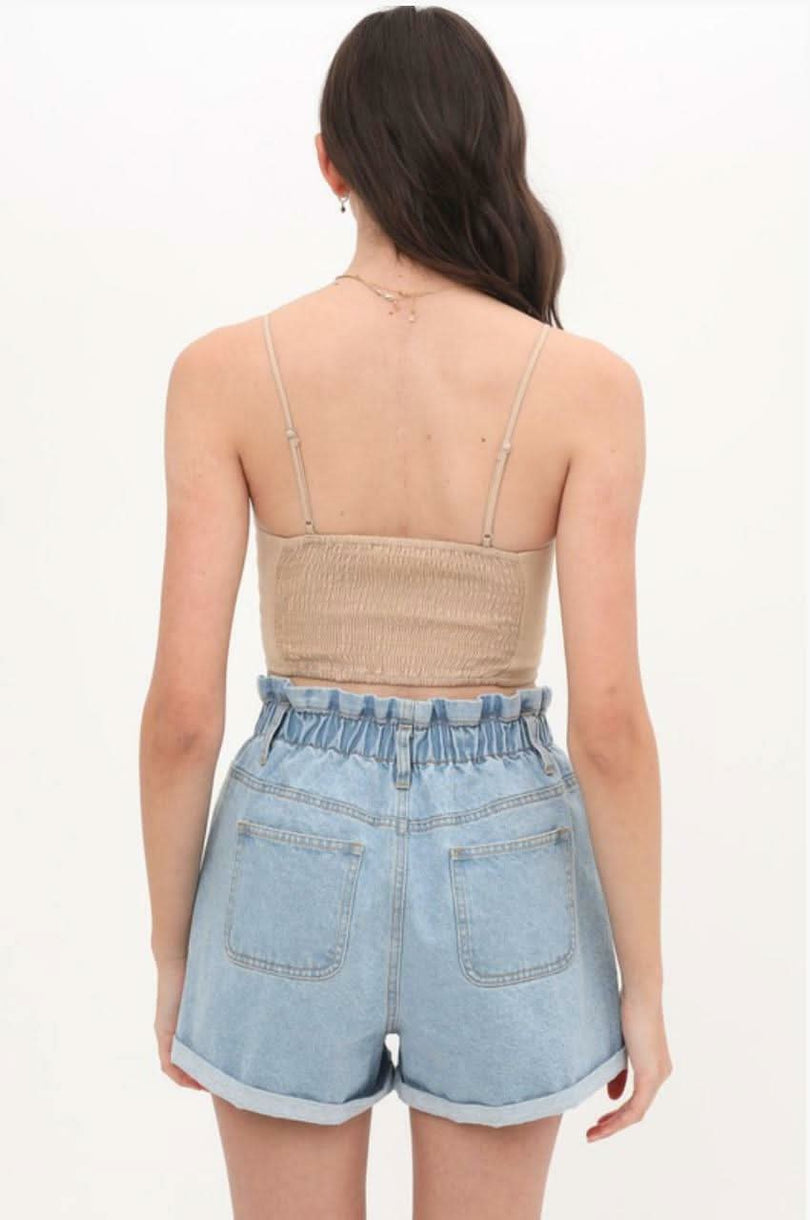 Becca Khaki Crochet Lace Crop Top -  BohoPink