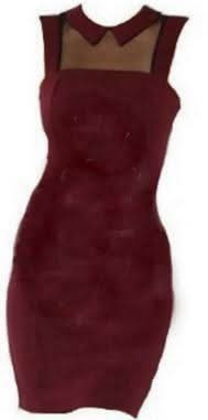 First Lady Sheer Panel Burgundy Collar Dress, a bodycon mini dress