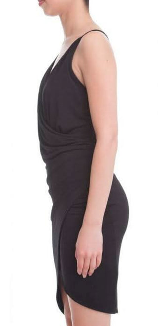 Jennifer Black Asymmetric Overlap Dress -  Side View