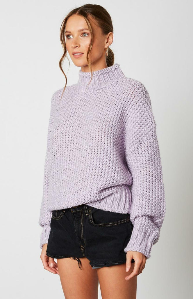 Jess Lilac Funnel Neck Knit Sweater -  BohoPink