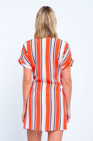 Striped Mini Wrap Dress