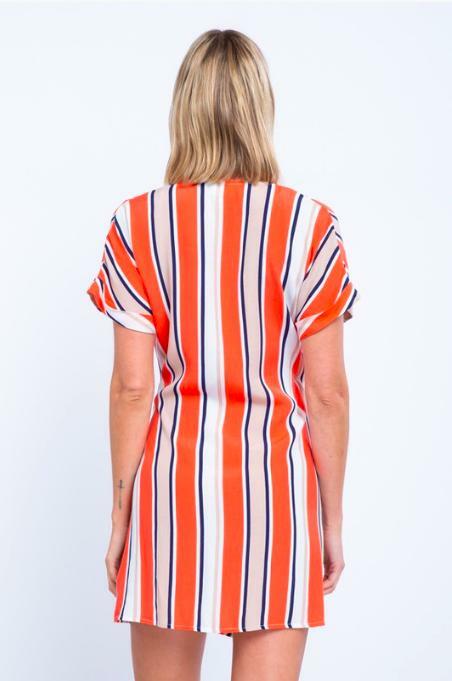 Striped Mini Wrap Dress