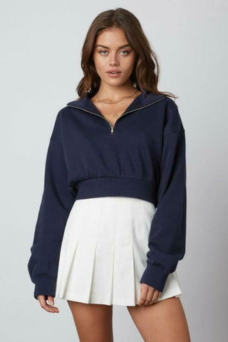 Varsity White Pleated Skort front