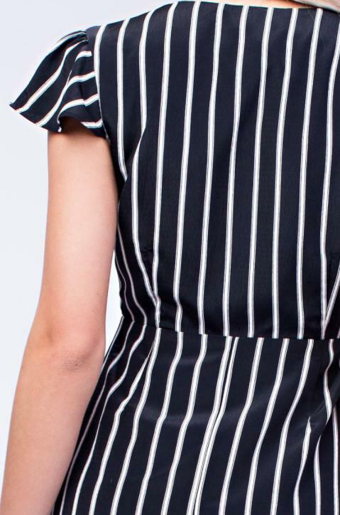 Black Striped Double Slit Maxi Dress