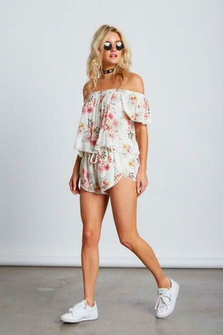Cute White Floral Tops