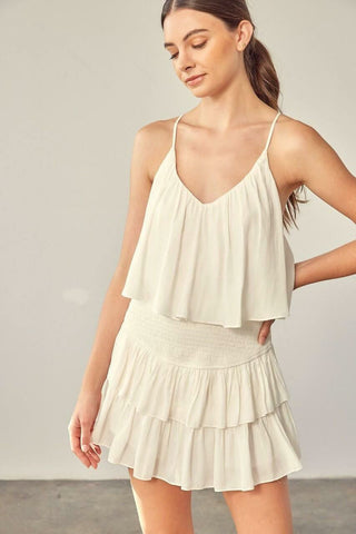 San Antonio Cream Ruffle Romper Dress  - Front View