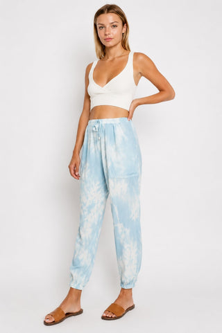 Alice Light Blue Tie-Dye Jogger Pants - Front View