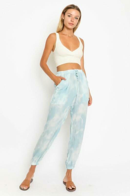 Alice Light Blue Tie-Dye Jogger Pants -  BohoPink