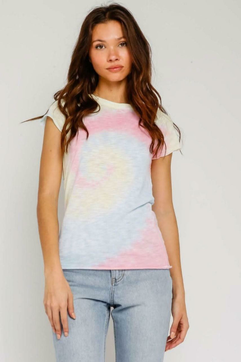 Groovy Vibes Girlfriend Pink and Blue Tie-Dye Tee -  BohoPink