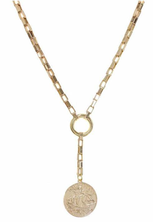 Hope Gold Lariat Medallion Necklace -  BohoPink