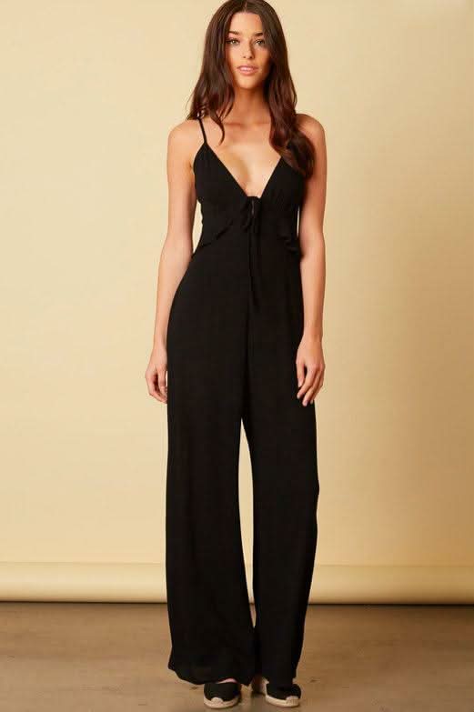 Glamorous Scene Black Tie Front Jumpsuit -  BohoPink
