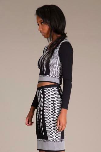 Black Jacquard Print Two-Piece Sweater Dress Set Black Jacquard Print Two-Piece Sweater Dress Set