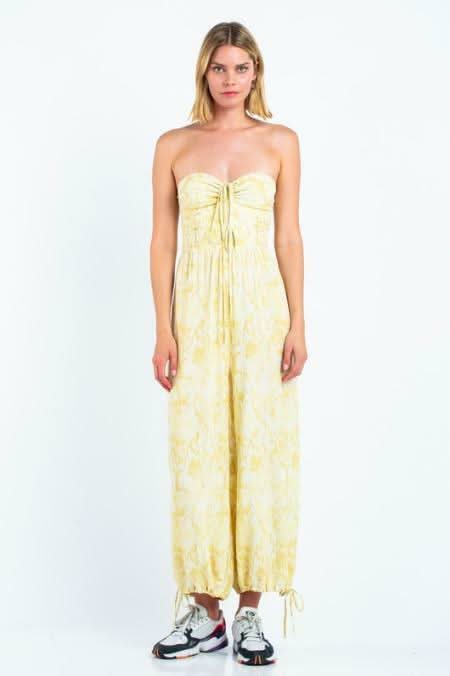 Porto Carra Snake Print Strapless Jumpsuit a strapless boho jumpsuit