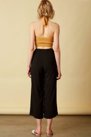 Black coastal vacation pants back view