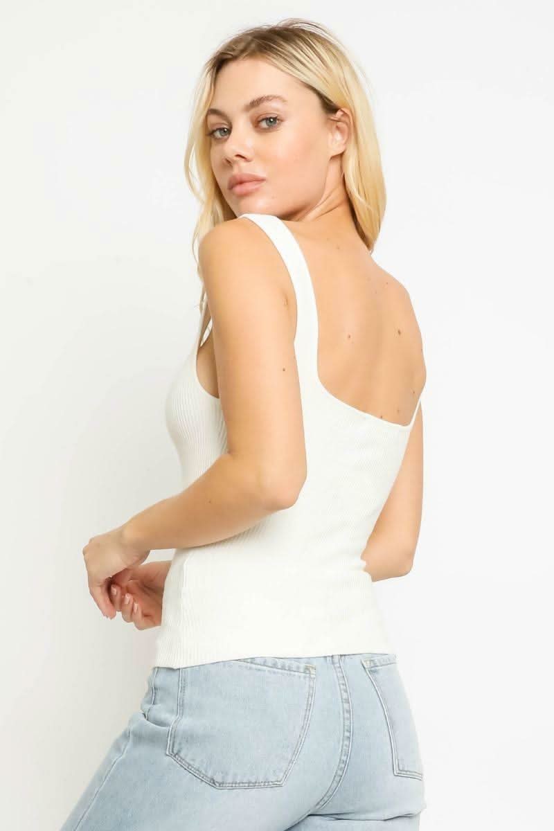 Becca Ivory Ribbed Tank Top -  BohoPink